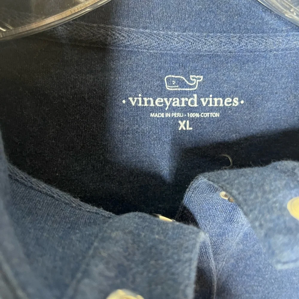 Vineyard Vines Blue 1/4 Snap Pullover with Pink Logo Size XL - Picture 4 of 6